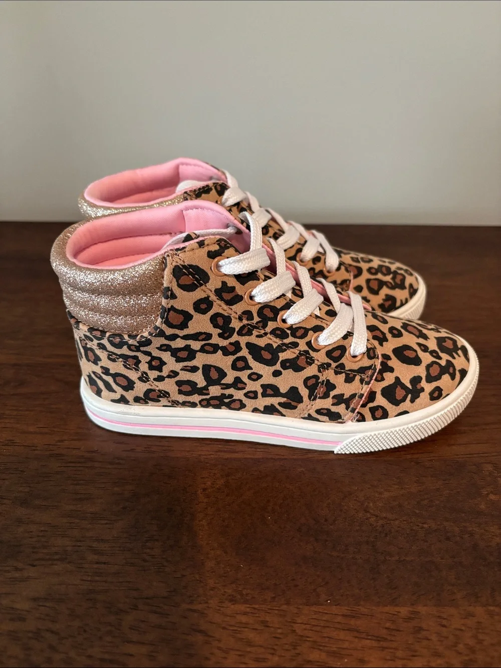 Carter's Leopard Print High-Top Sneakers with Pink Lining
